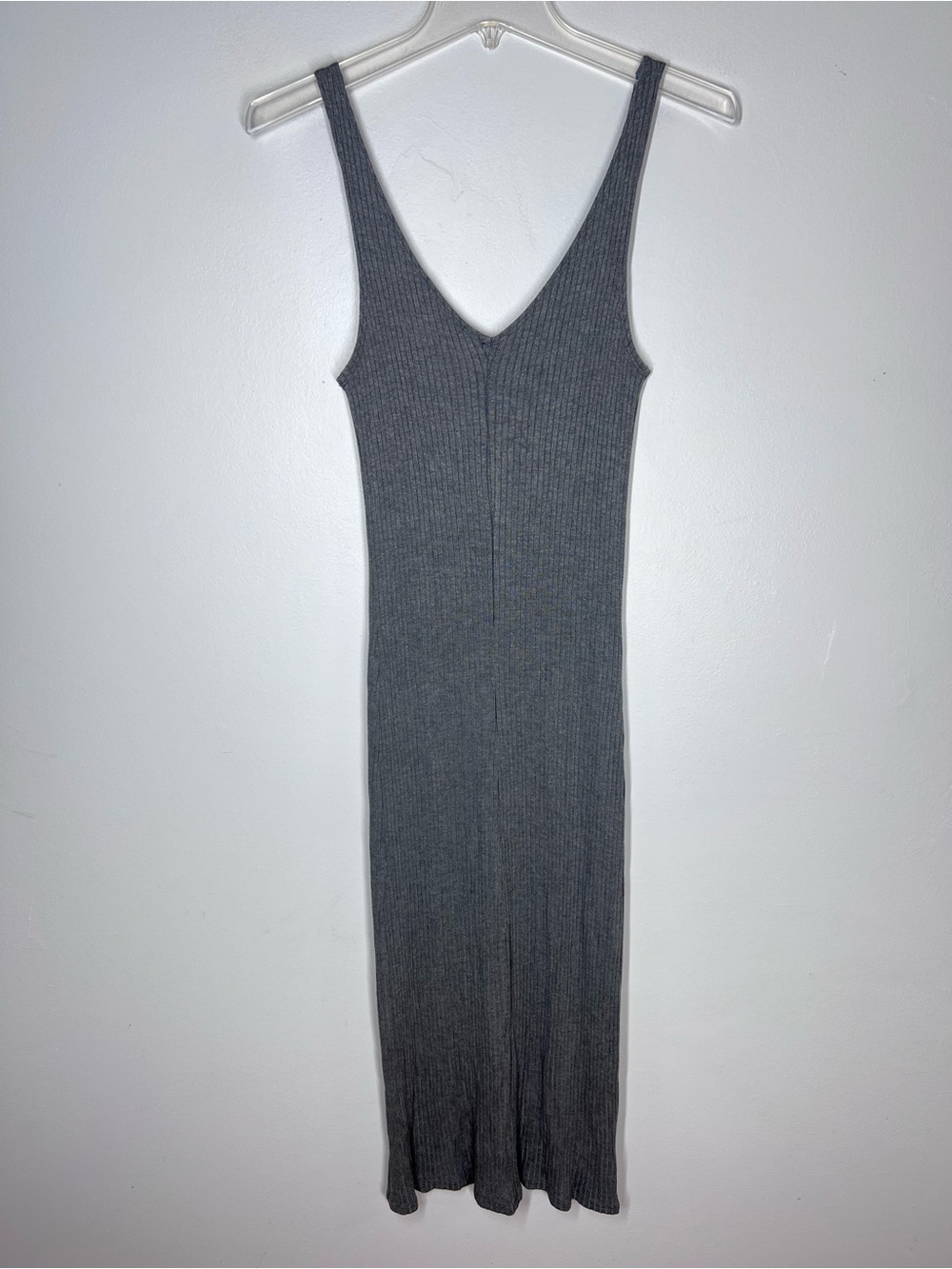 Reformation Nancy Ribbed Midi Tank Dress Button Front in Gray Sz XS - Picture 3 of 5